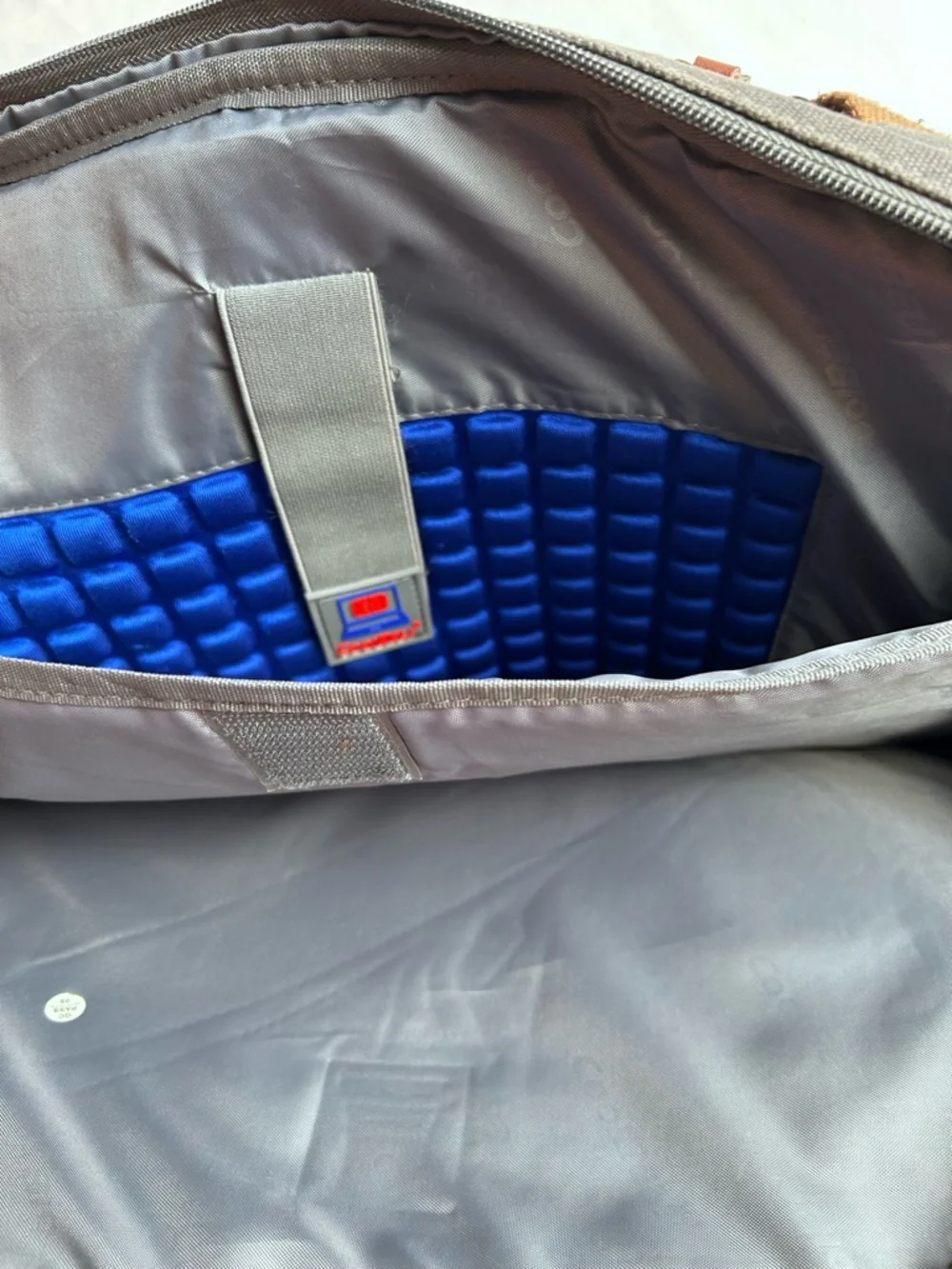 Coolbell Canvas Messenger Laptop Bag in Gray with Tan Accents
